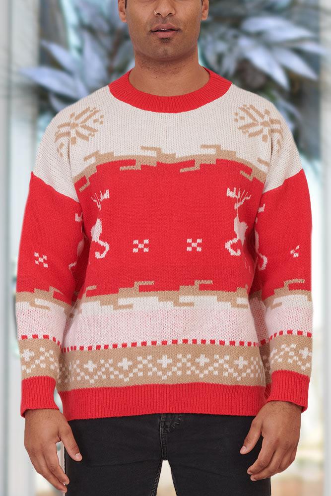 Reindeer Pattern Xmas Knitted Jumper