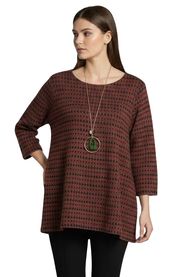 Geometric Dotted Stripe Pattern Necklace Top