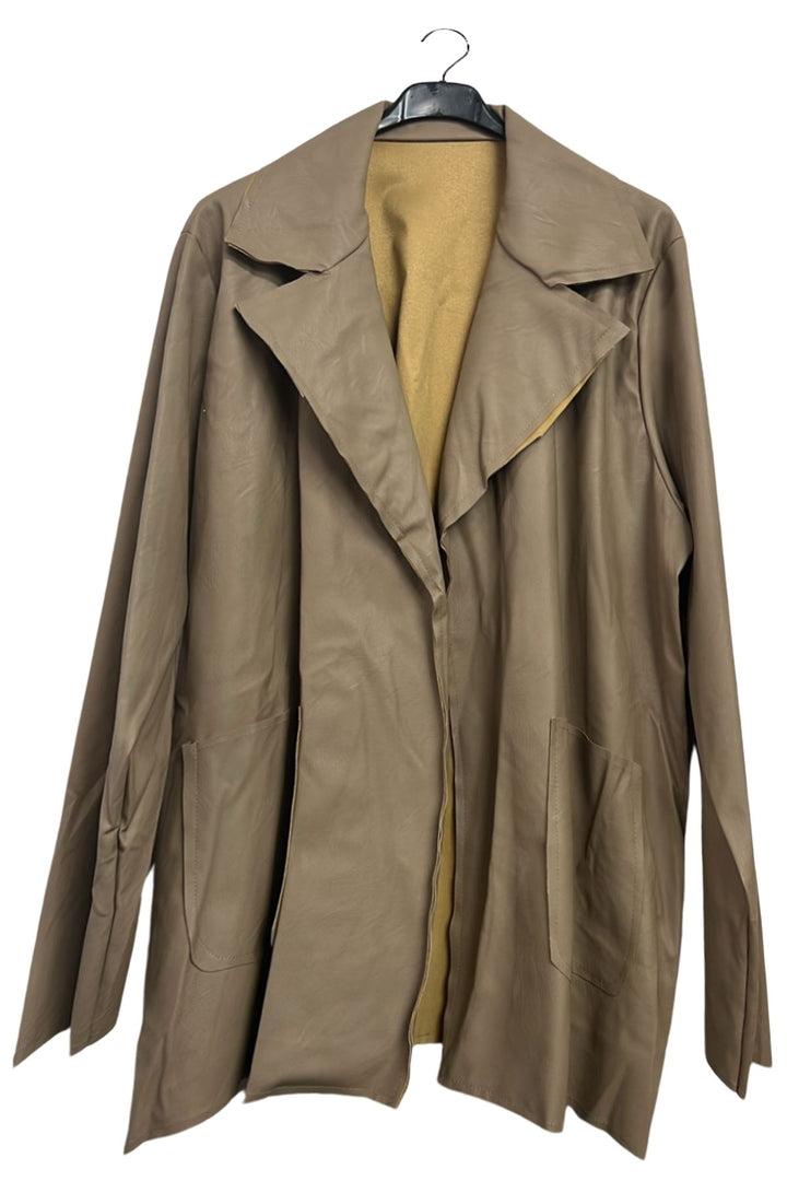 plain open front faux leather jacket
