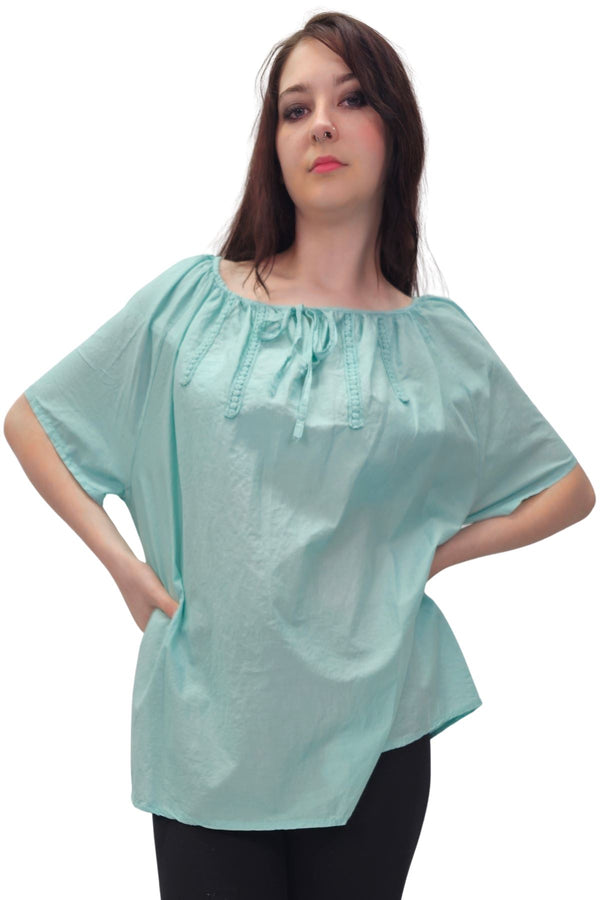 Plain Lace Tie Detailing Cotton Top