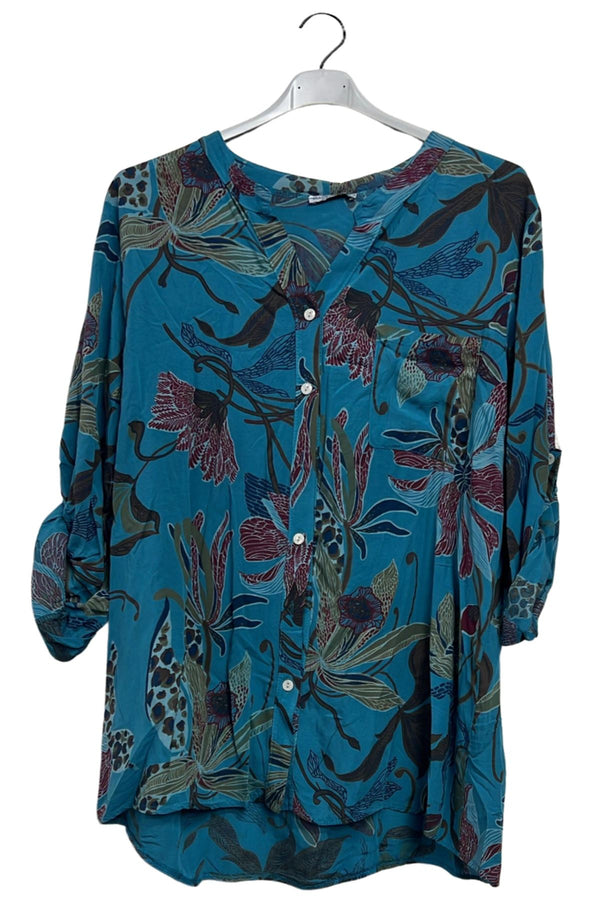 Floral Print Button Up Front Pocket Shirt