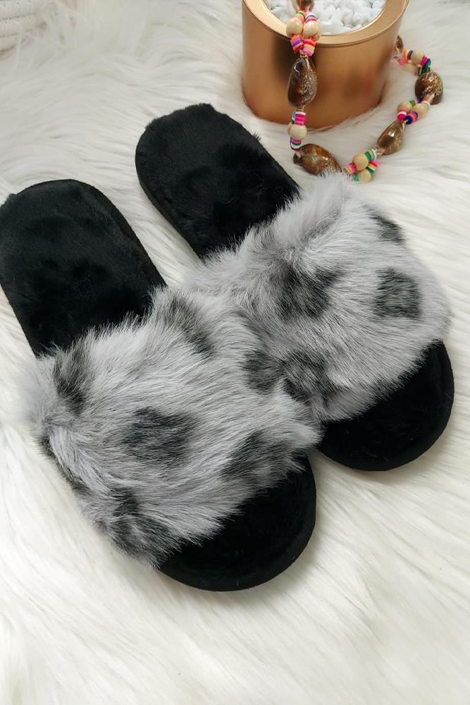 women fluffy monogram slippers
