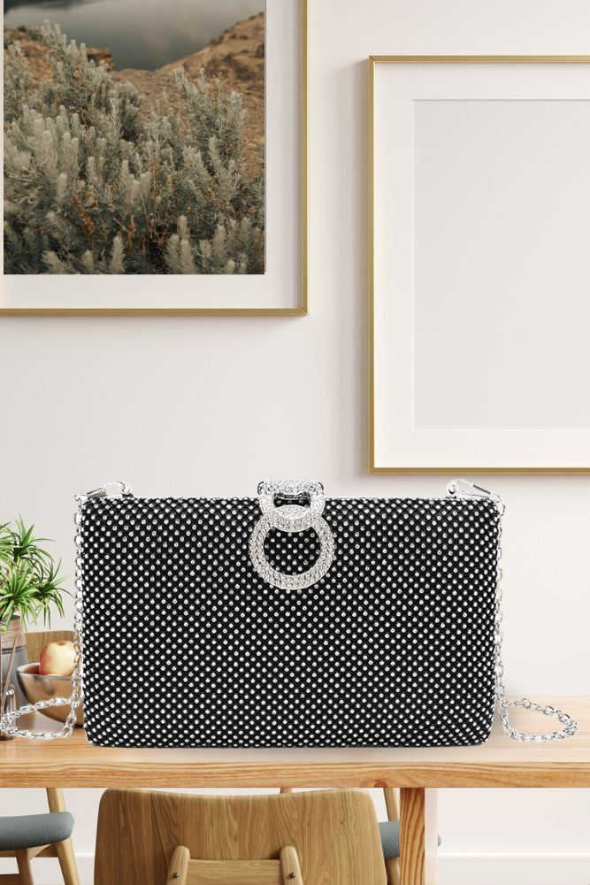 Rhinestone Buckle Clutch Party Chain Bag