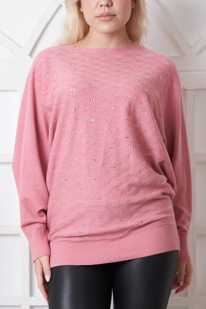 Diamante Knitted Tunic Viscose Top
