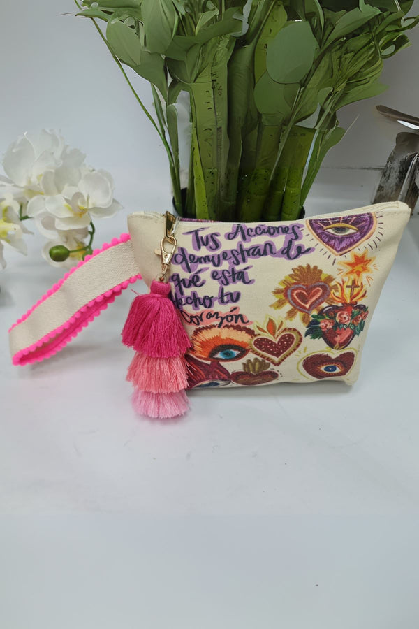 Eye Symbol Sacred Heart tassel Hand Bag