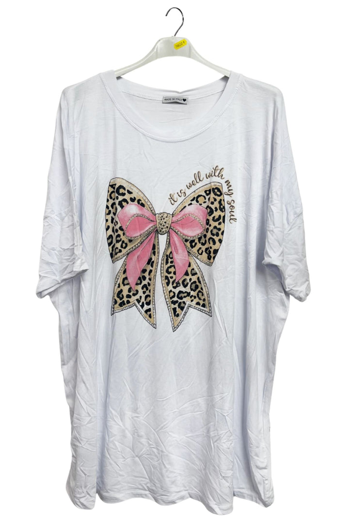 Leopard Bow Print Oversized Top