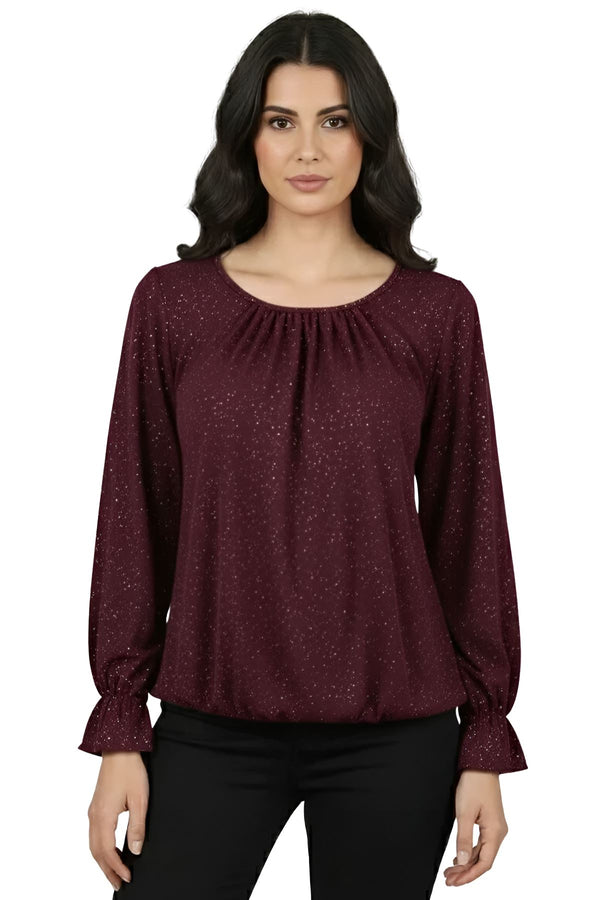 Subtle Glitter Specks Gathered Tunic Top