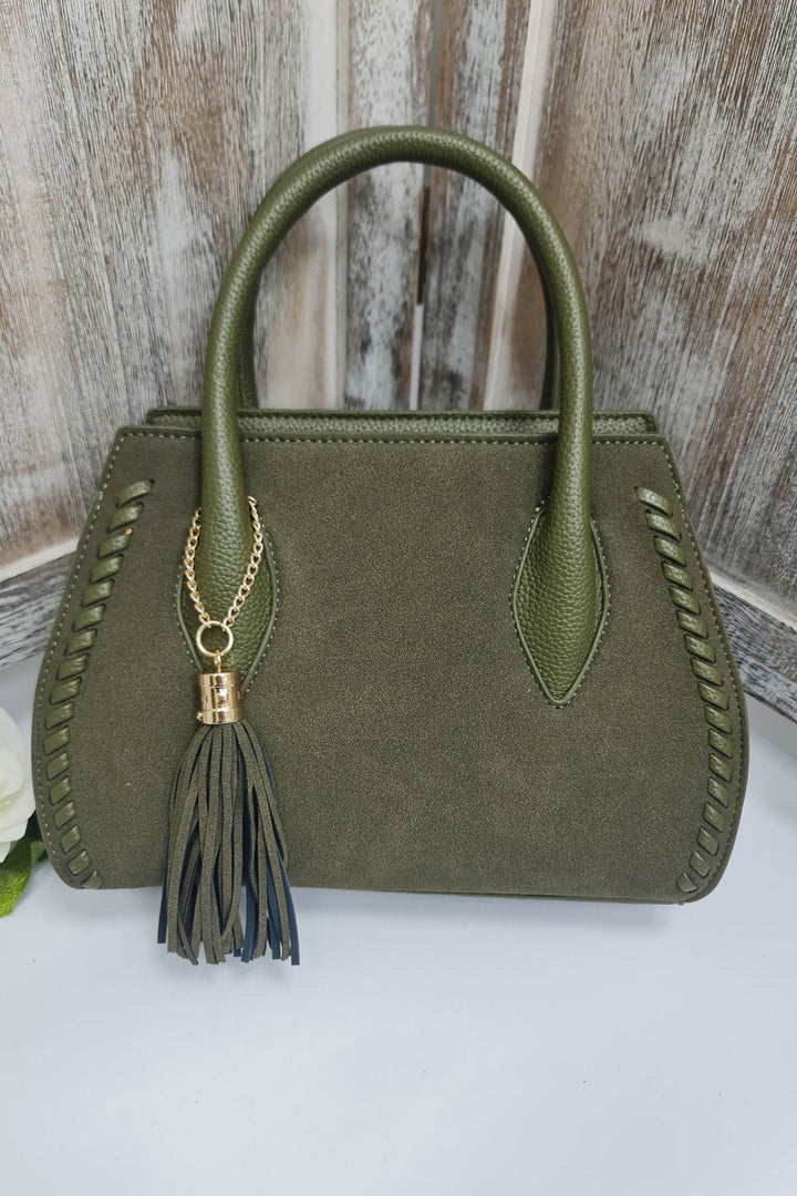 Tassel Charm Two Handle Shoulder Bag
