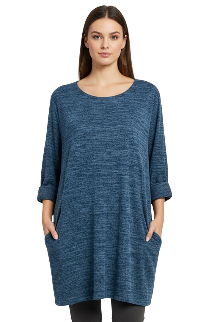 heathered textured draped pockets top wholesale
