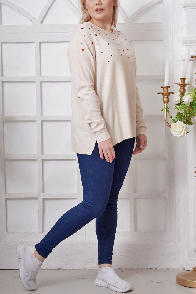 Plain Knit Beading Viscose Top