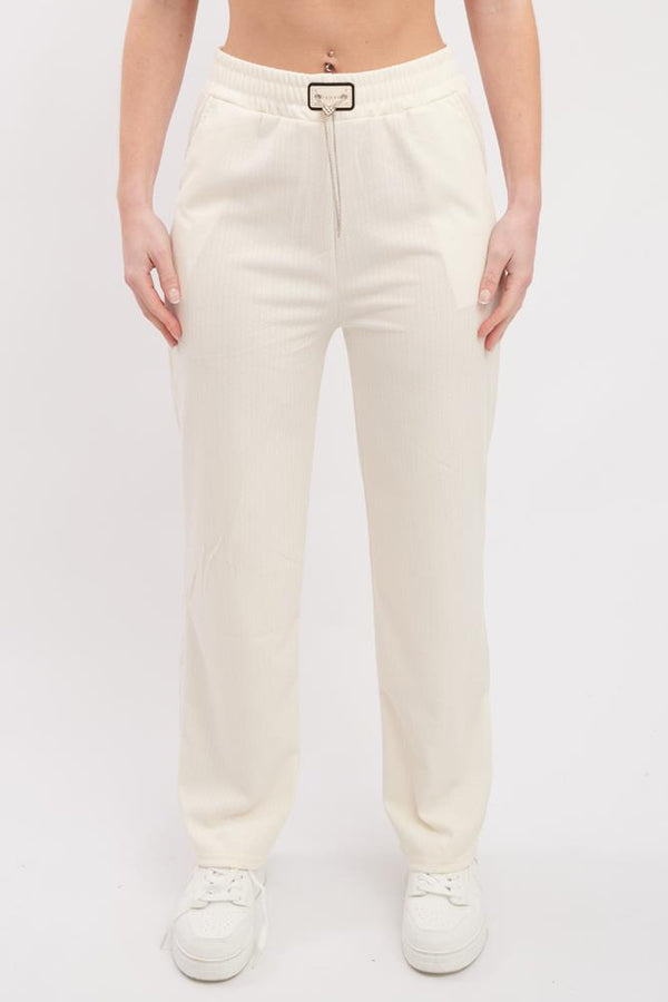 Plain Knit Wide Leg Drawstring Trousers