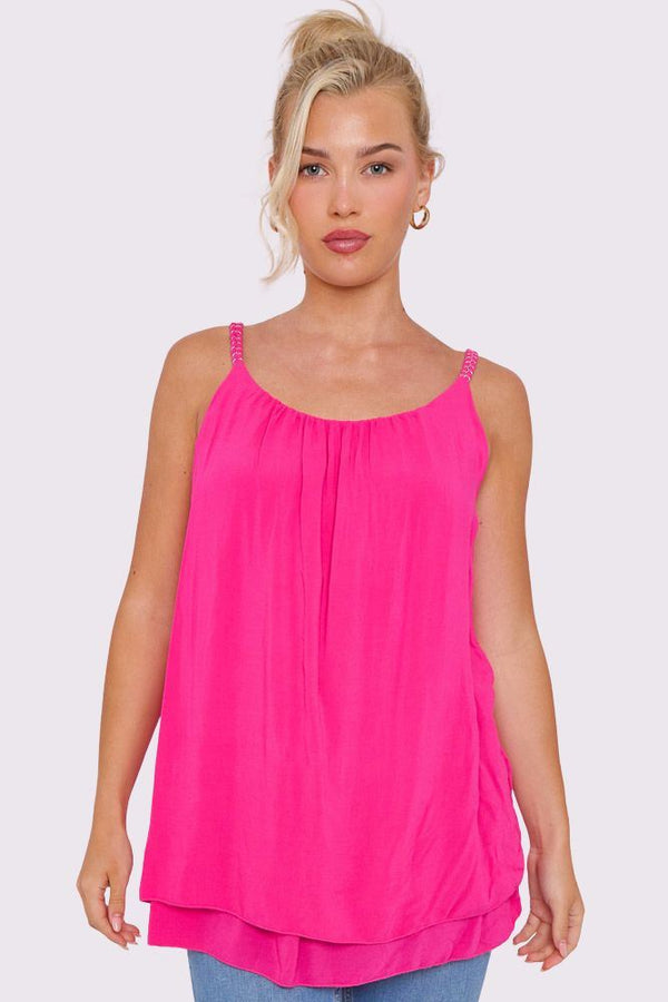 Plain Pleated Layered Hem Top