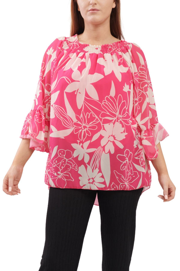 Floral Print Flared Sleeve Top