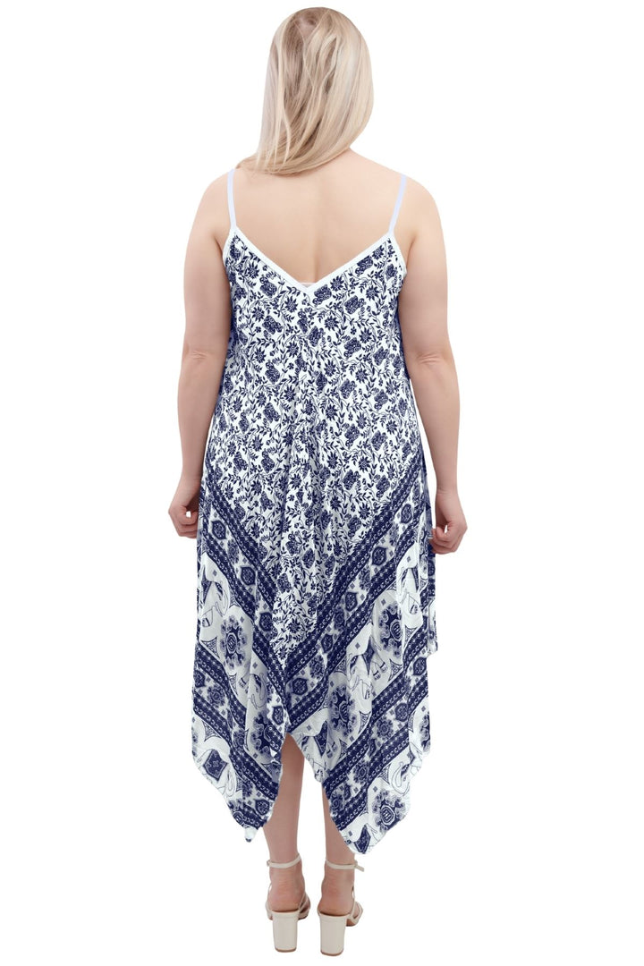 Special Price Italian Elephant Print Sleeveless V Neck Hanky Dress