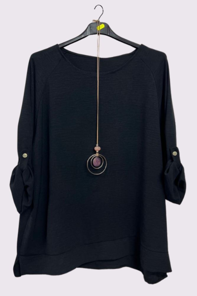 Plain Textured Side Slits Top