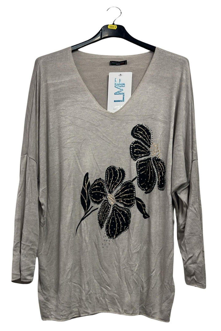 floral embellished pattern tunic top
