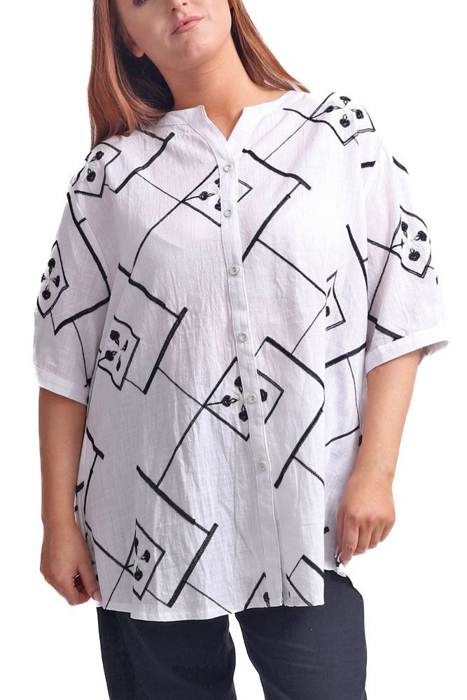 Aztec Print Button Up Cotton Shirt