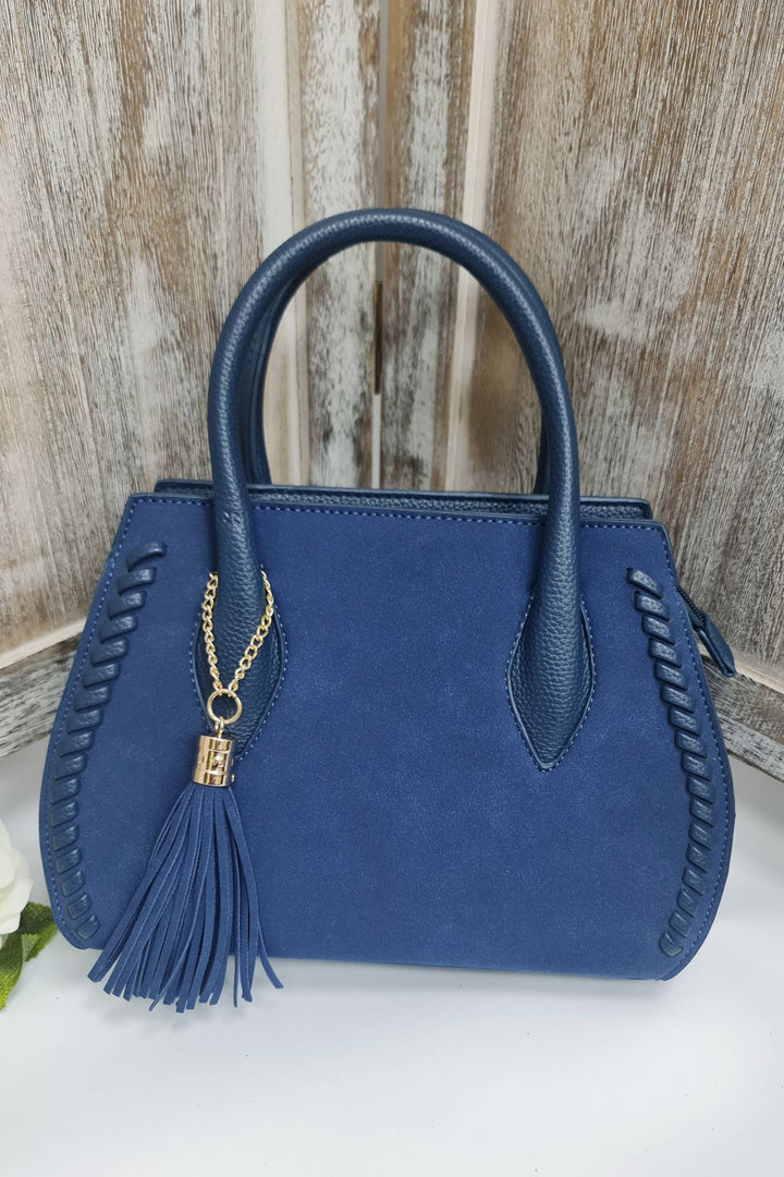 Tassel Charm Two Handle Shoulder Bag