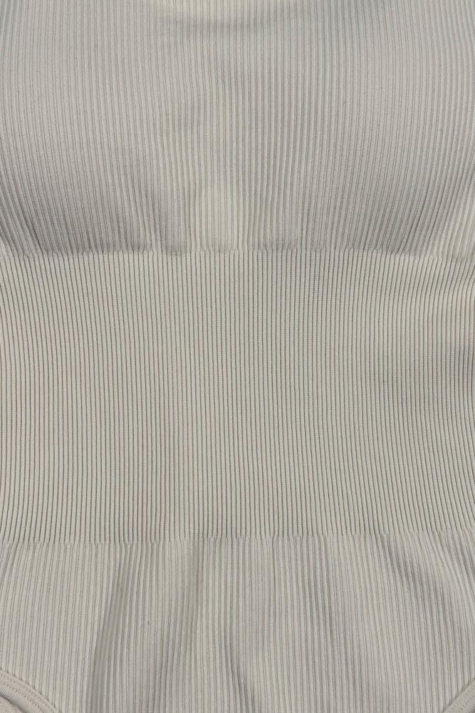 Plain Seamless Padded Ribbed Nylon Bodysuit
