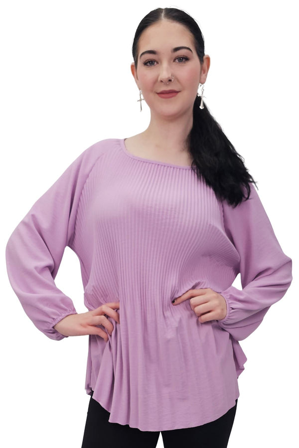 Plain Pleated Elastic Cuff Top