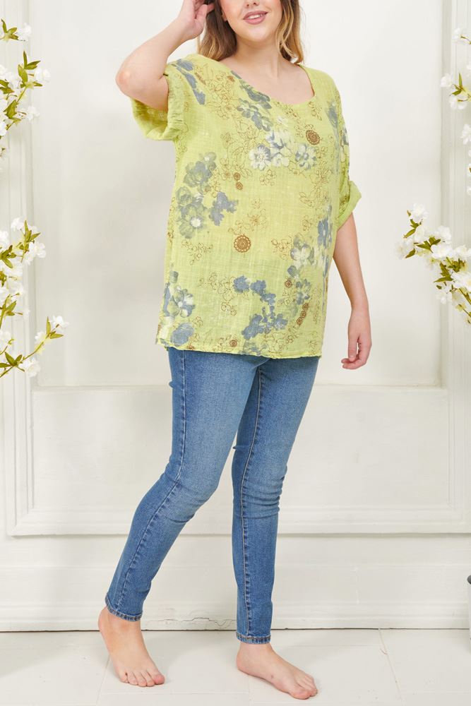 Floral Print Tunic Cotton Top