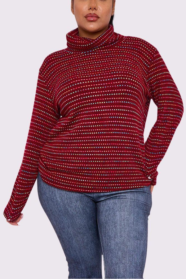 Multicoloured Tweed Dotted Stripes Pattern Top