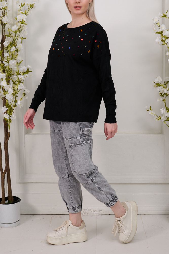 Plain Knit Beading Viscose Top