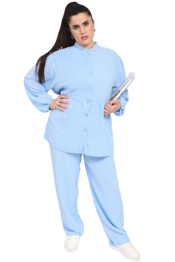 Plain Button Up Elasticated Waist Co-Ord set