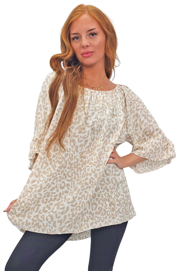 Subtle Textured Pattern Flared Sleeves Top