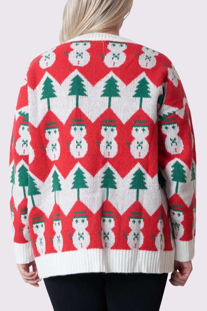 round neck snowman christmas knitted top
