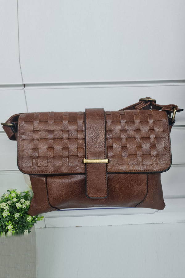 Adjustable Strap Woven Front Crossbody Bag