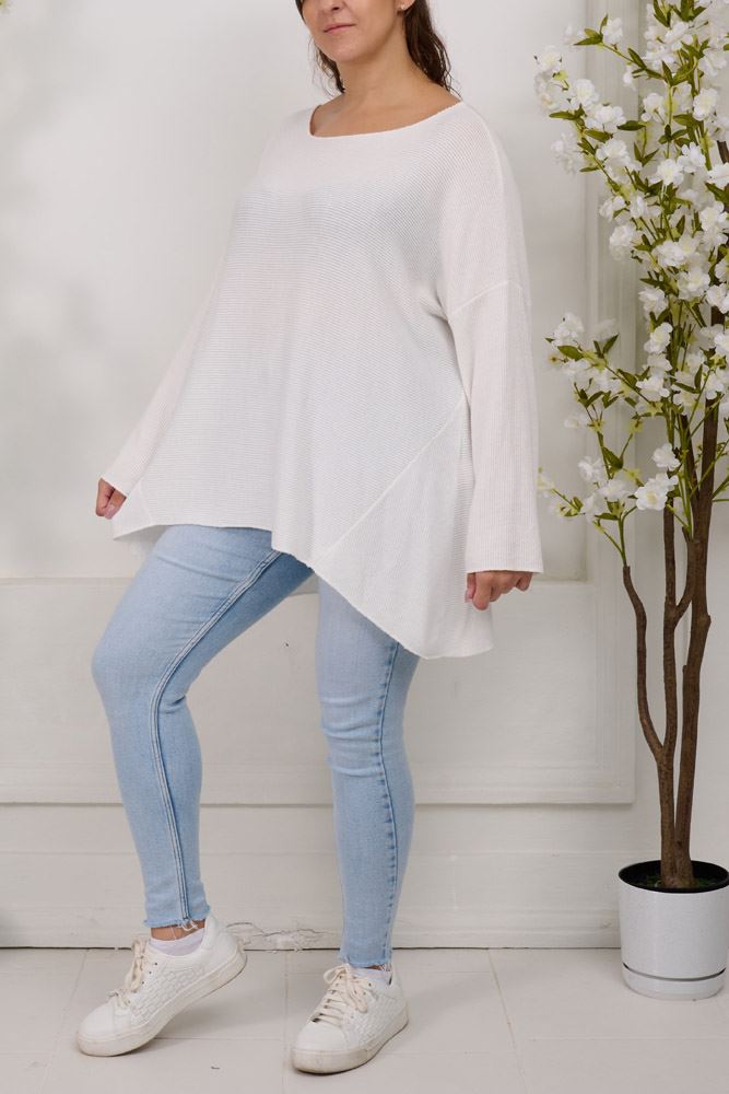 Plain Dipped Hem Viscose Top