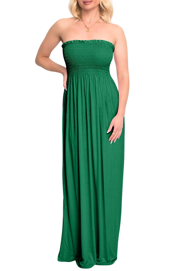 Special Price Plain Strapless Sheering Maxi Dress