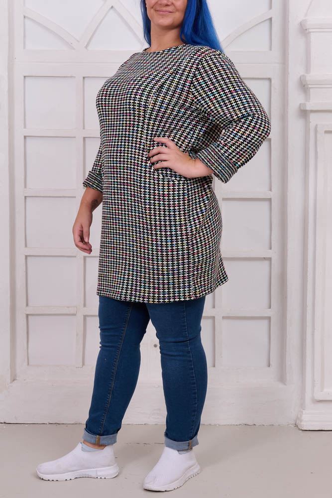 Multi Check Pattern Acrylic Dress
