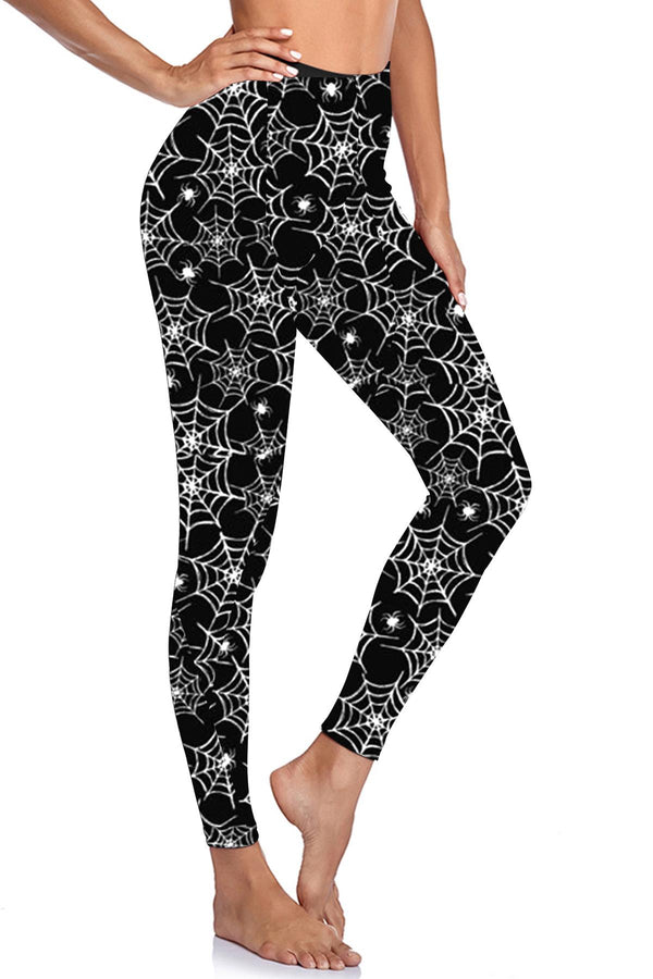 Spider Cobweb Print Halloween Leggings