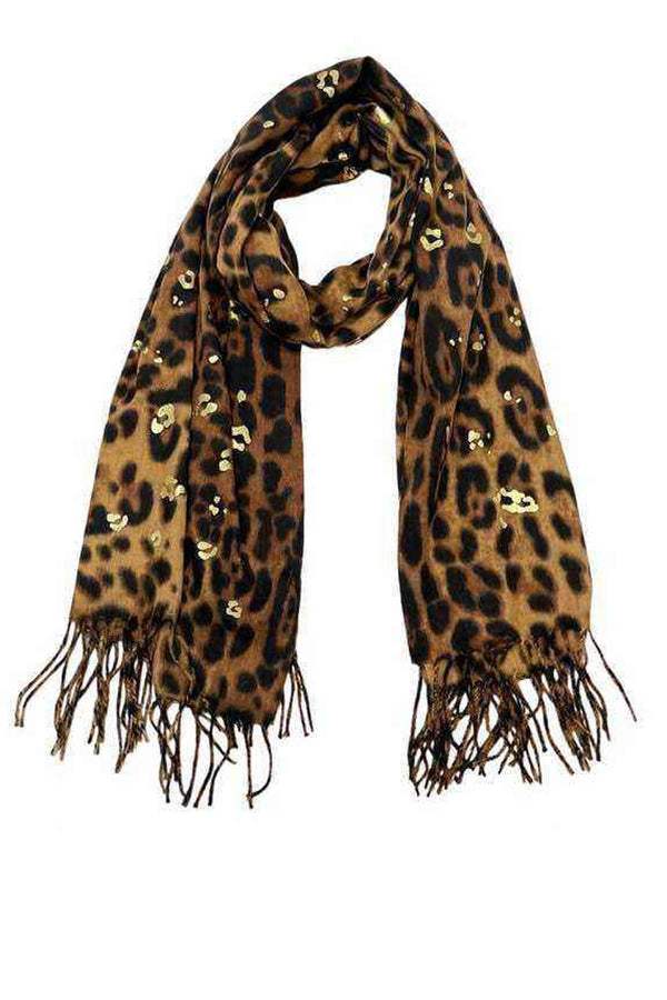 Leopard Print Sequin Tassel Scarves