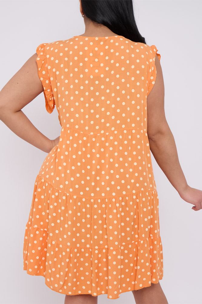 Polka Dot Print Tiered Flared Dress