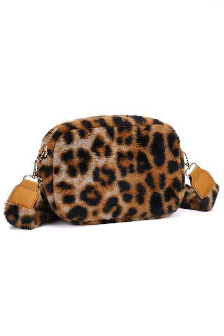 animal print faux fur shoulder bag
