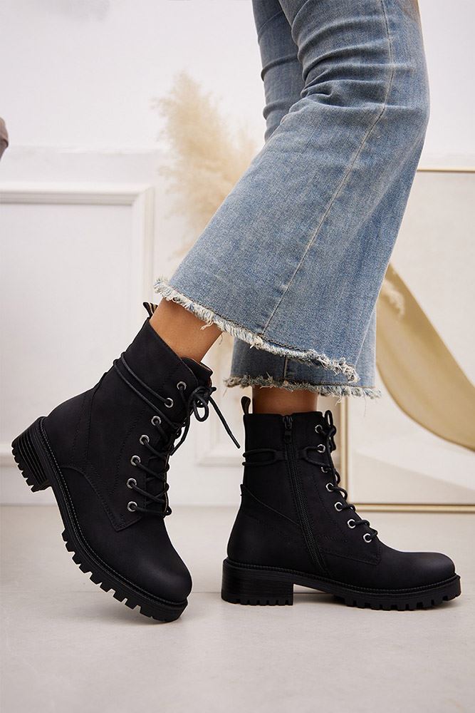 Zip Lace Ankle Boot