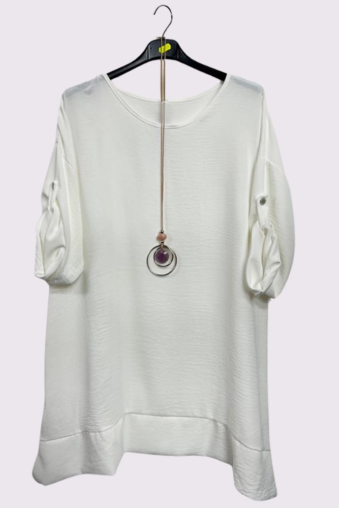 Plain Textured Button Up Seleeves Top