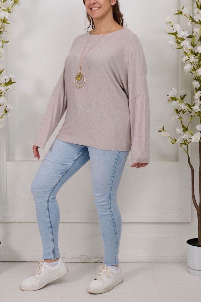 Plain Necklace Viscose Top