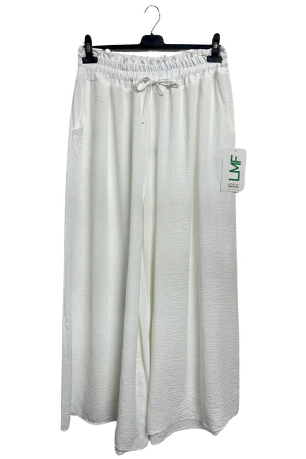 Plain Side Pockets Wide Legs Trousers