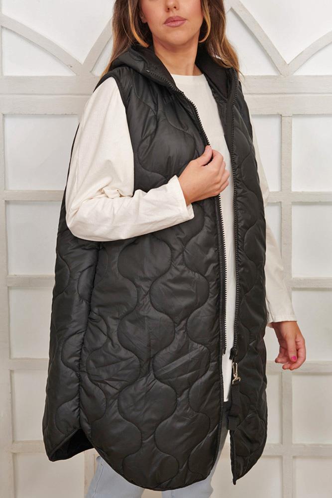 Italian Fashion Review Logo Zip Quilted Gilet