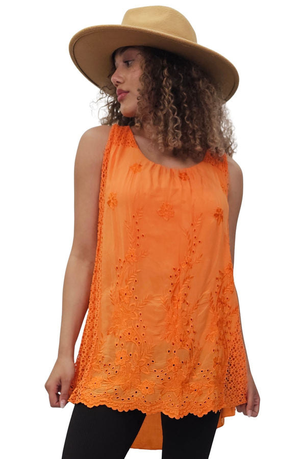 Embroidered Floral Pattern Crochet Top