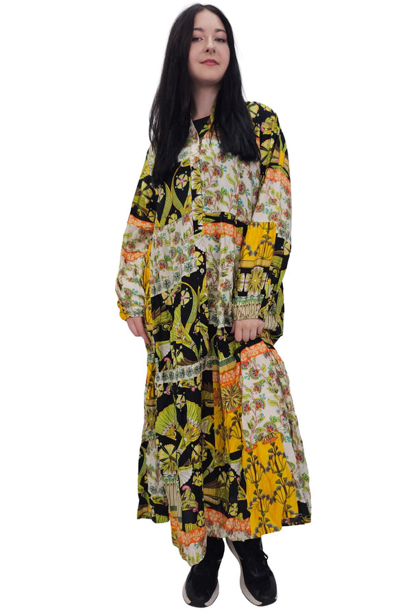 Floral Print Oversized Front Button Up Cotton Dress