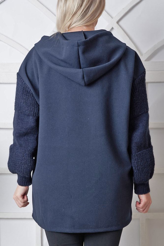 Plain Crochet Pattern Sleeve Zip Up Hoody