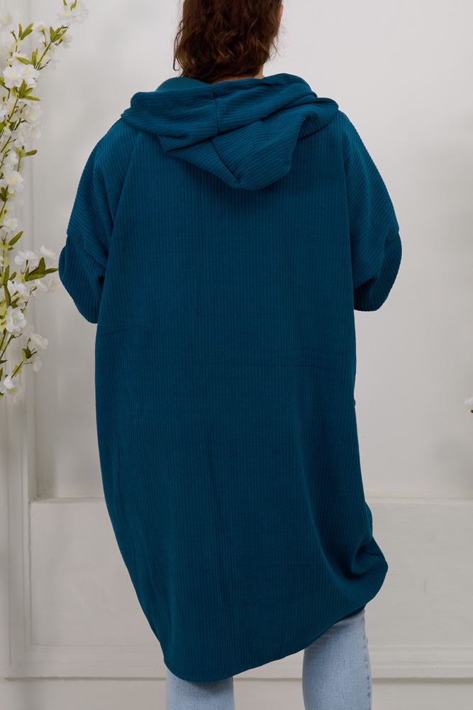 Plain Zip Up Long Hoody