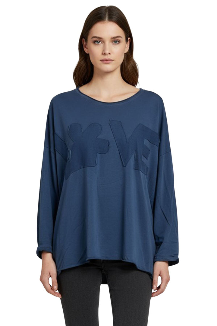 textured love applique tunic cotton top
