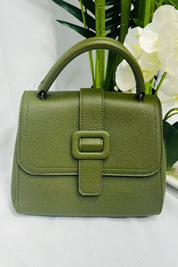 Buckle Detail Top Handle Shoulder Bag