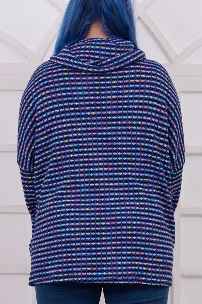 Multi Check Pattern Pocket Acrylic Jumper